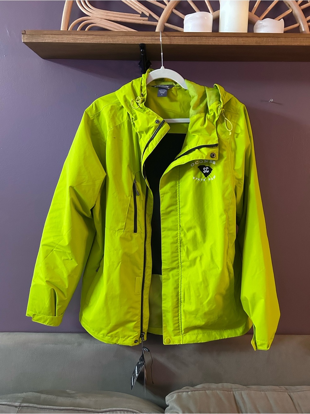 Landway Women's All-Weather Parka in Lime. Oconee State Park Embroidered logo.
